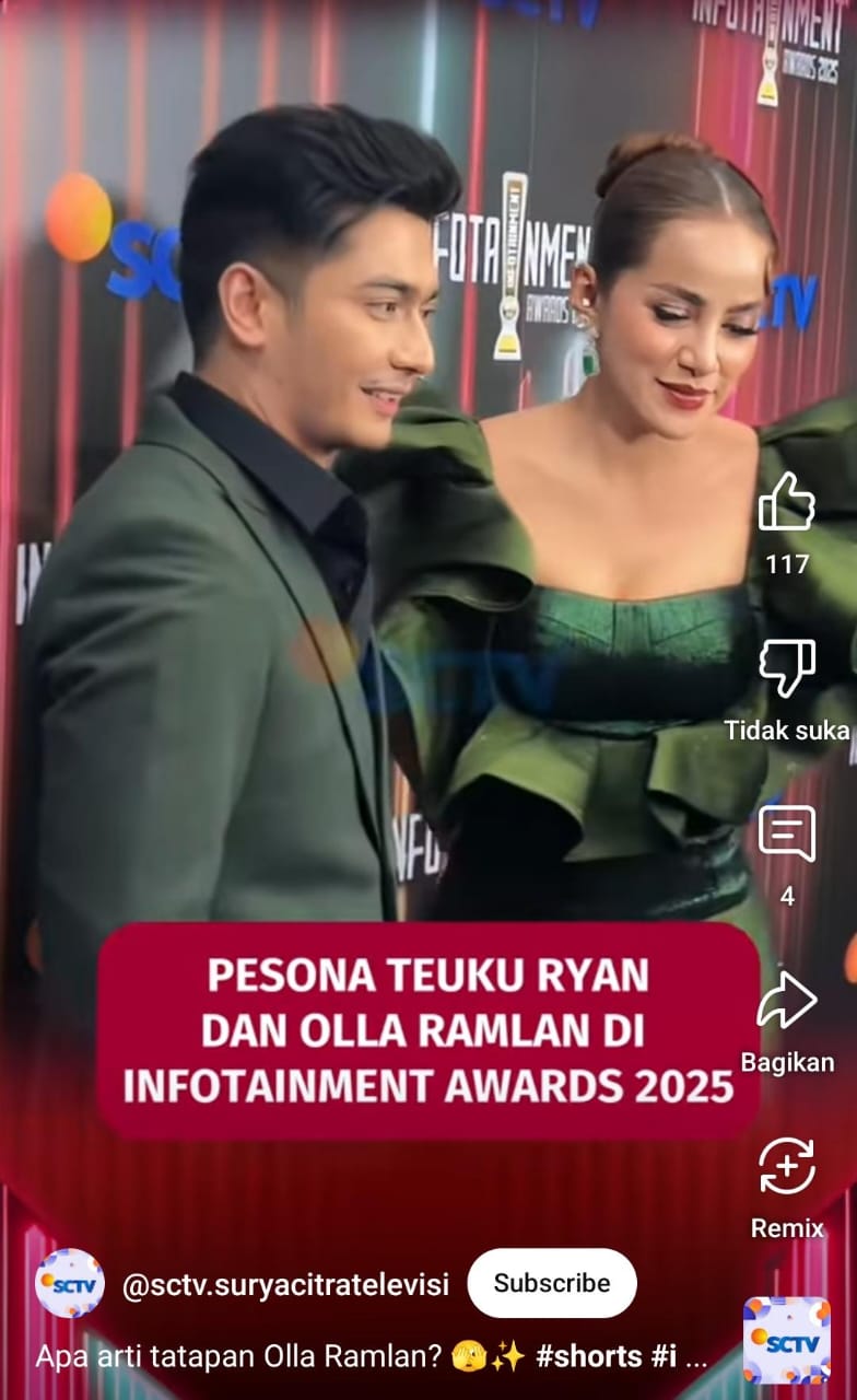 Olla Ramlan dan Teuku Ryan tampil serasi di Infotainment Award